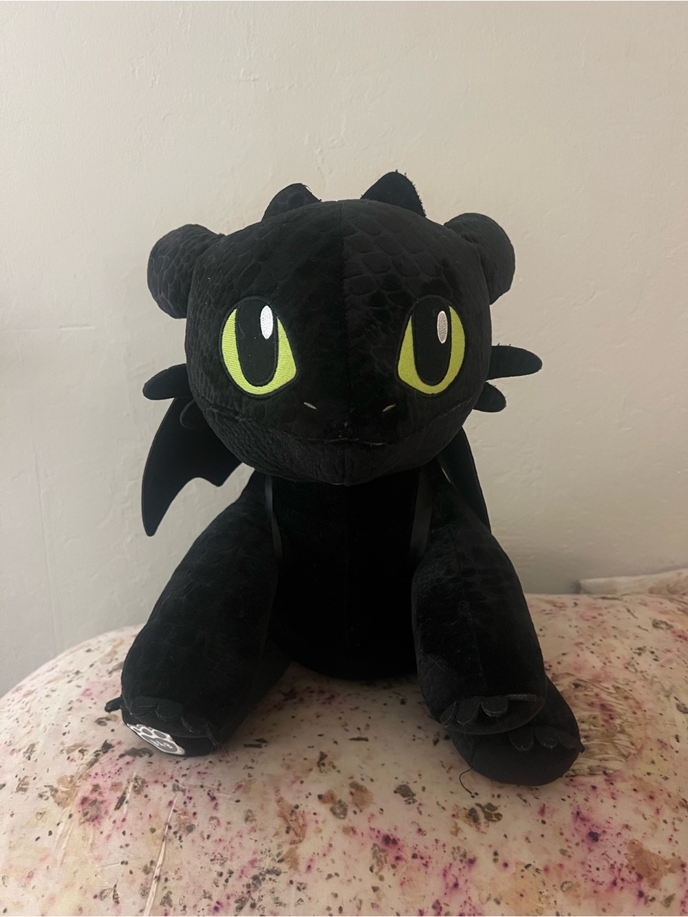Build-A-Bear Black Toothless Plush with Green Eyes